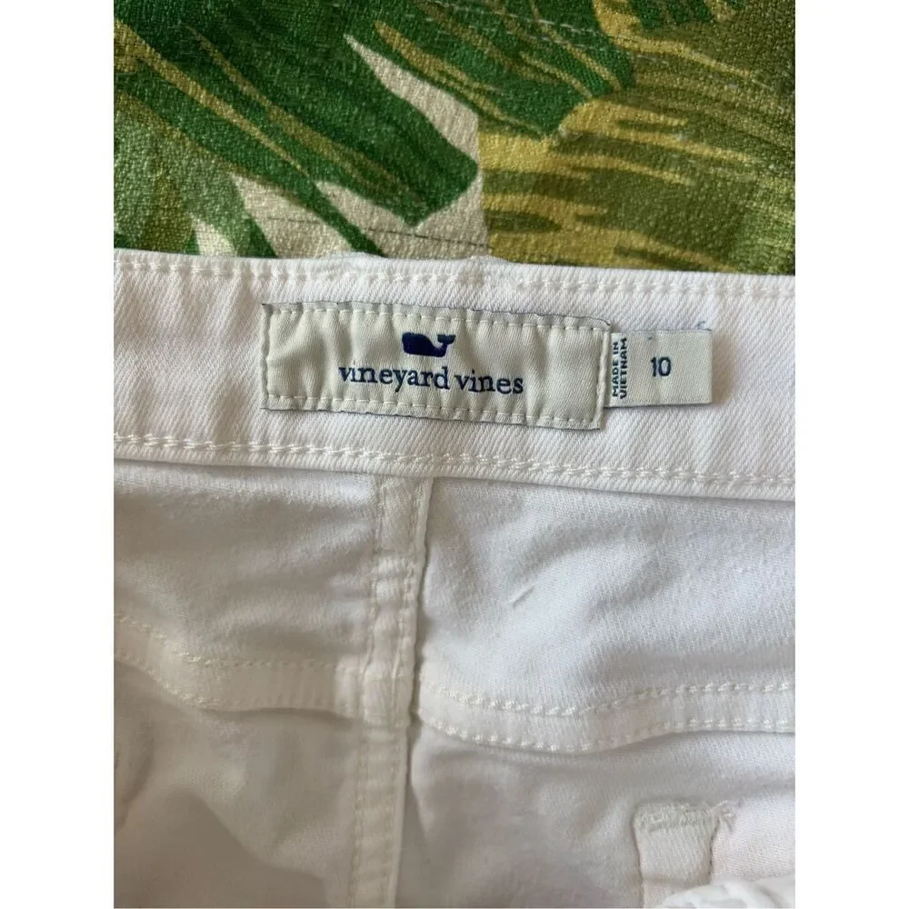 Vineyard Vines White Denim Raw Hem Mini Skirt Size 10
